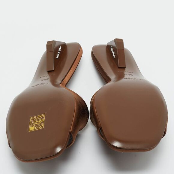 Prada Brown Satin Slide Sandals Size 36.5 - Picture 6 of 7